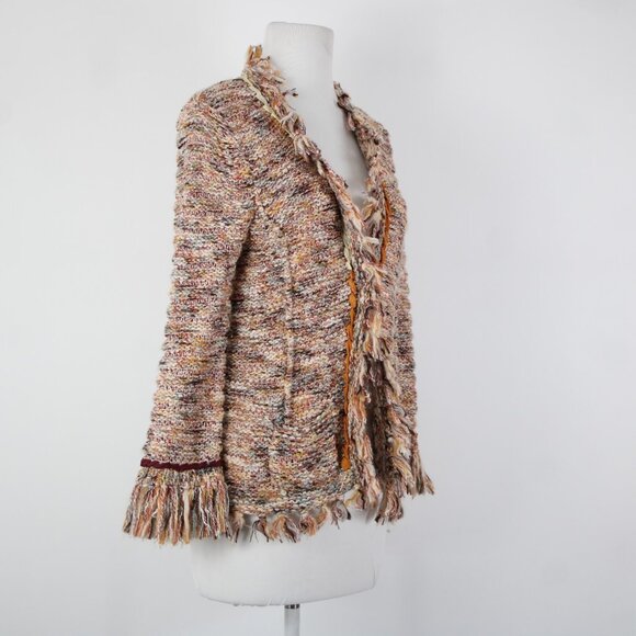 Angel Of The North Sz L Red Yellow Multicolor Poly Acrylic Cardigan Sweater - Picture 10 of 16